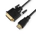 Кабель HDMI- DVI Cablexpert 7.5m single link, 19M/19M, черный, позол.разъемы, экран [CC-HDMI-DVI-7.5MC]