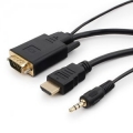 Кабель HDMI- VGA 1.8m Cablexpert 19M/15M+3.5Jack, черный, позол.разъемы, экран [A-HDMI-VGA-03-6]