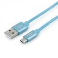 Кабель USB 2.0 Am-&gt;microB 5P 1.0m, серия Silver, синий, Cablexpert [CC-S-mUSB01Bl-1M]