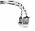 Кабель USB 2.0 Am -&gt;Lightning 1.0m Cablexpert нейлоновая оплетка, алюминиевые разъем, серебристый [CC-ApUSB2sr1m]