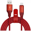 Кабель USB 2.0 Am-&gt;microB 5P 1.0m красный, Crown CMCU-3103M red, в прочной текстильной оплётке