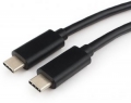 Кабель USB 2.0 Type-C-&gt;Type-C 1.0m Гарнизон 3А, 60Вт, PD/QC3.0, медь,черный. [GCC-USB2-CMCM-1M]