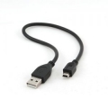 Кабель USB 2.0 Am-&gt;miniB 5P 0.3m экран, черн. Cablexpert [CCP-USB2-AM5P-1]