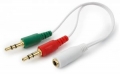 Кабель аудио Cablexpert CCA-418W 20см джек3.5 нушники + 3.5 микрофон-&gt; джек3.5 4pin, белый