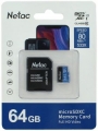 Карта памяти microSDXC 64Gb Netac Сlass 10 U1 P500 Standard + SD adapter