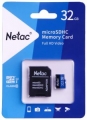 Карта памяти microSDHC 32Gb Netac Class 10 U1 P500 Standard + SD adapter