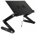 Столик для ноутбука Crown CMLS-115B 17”, размеры панели (Д*Ш): 42*27.5см, регулируемая высота до 48см, кулеры D80mm*2, питание от USB