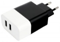 Адаптер питания сетевой Gembird MP3A-PC-27 2*USB с защитой от короткого замыкания, перегрузки и перенапряжения, чёрный/белый
