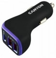 Адаптер питания автомобильный Canyon C-08PU 3xUSB USB-A 5V/2.4A(Max) + Type-C PD 18W Black+Purple (CNE-CCA08PU)
