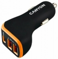 Адаптер питания автомобильный Canyon C-08BO 3xUSB USB-A 5V/2.4A(Max) + Type-C PD 18W Black+Orange (CNE-CCA08BO)